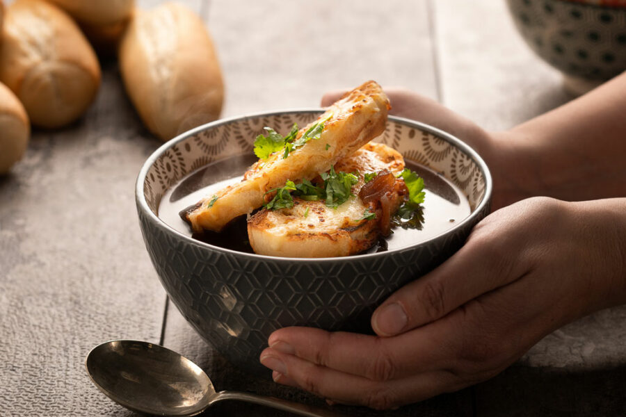 French Onion Soup with Cheese Crostini