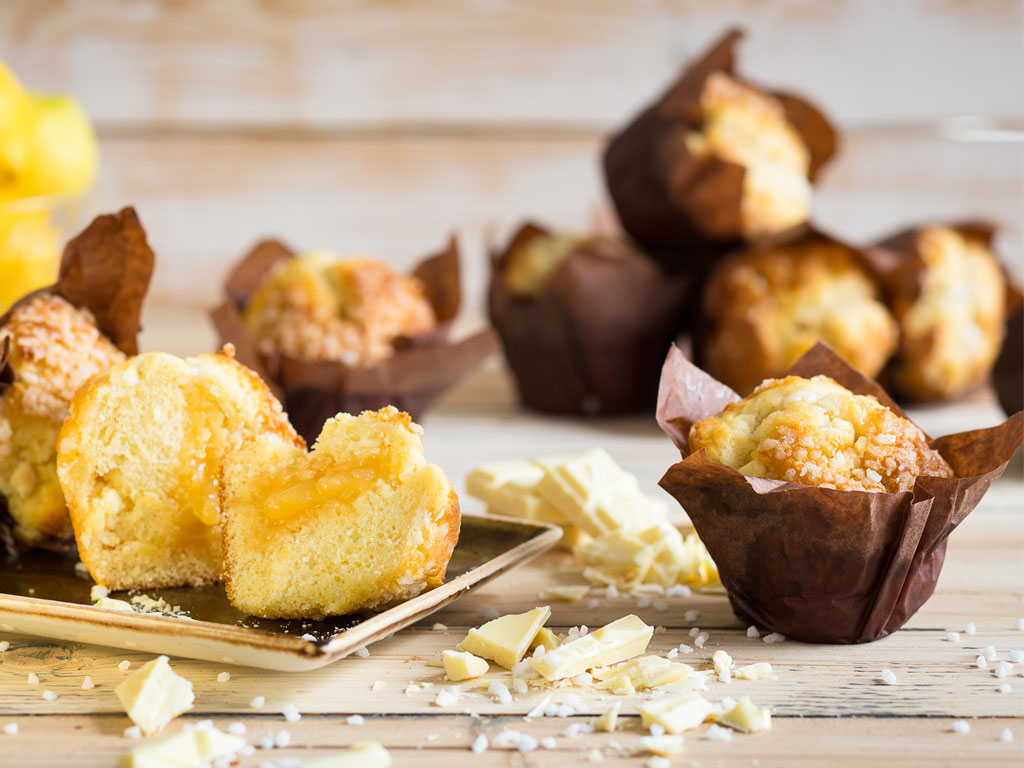 Lemon & White Chocolate Tulip Muffins