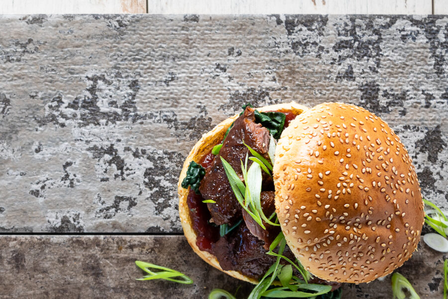 Sticky Pork Belly Burgers