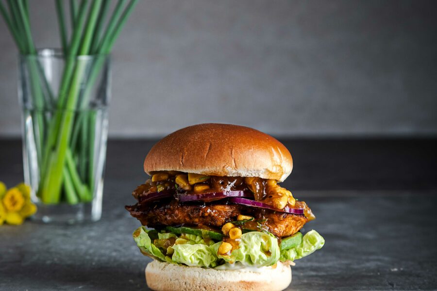 Cowboy Caviar Chicken Burger