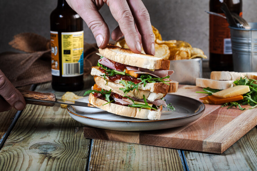 Ham, Cheese & Rhubarb Chutney Sarnie